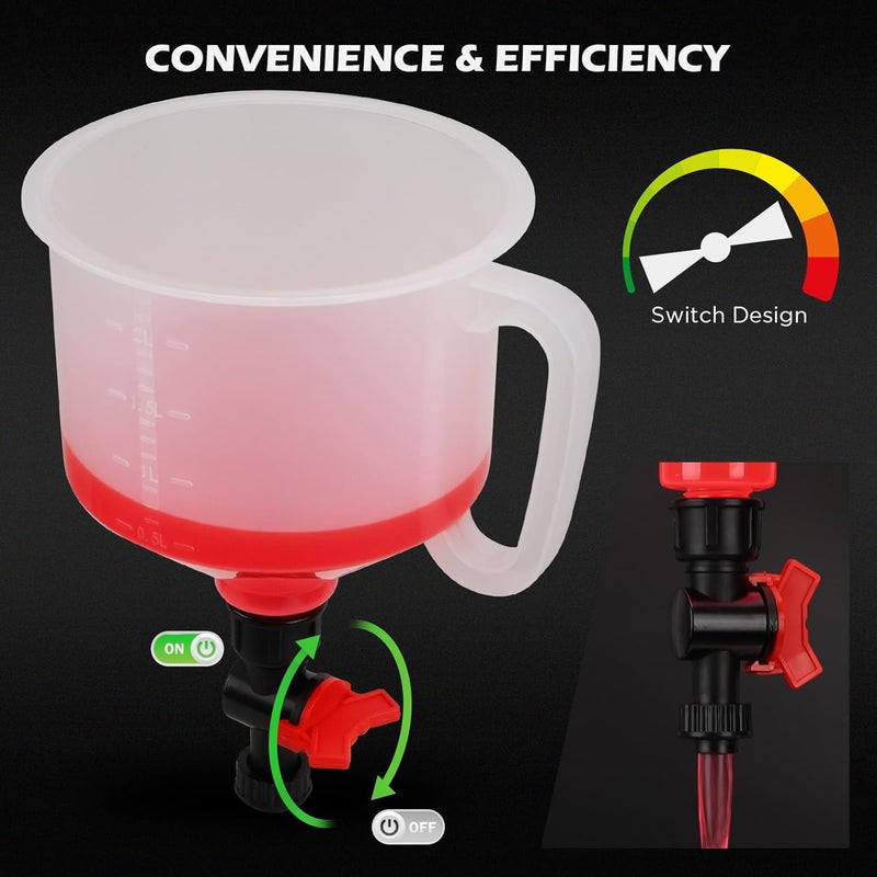 SEDY 22-Piece No-Spill Coolant Filling Funnel Kit and Siphon Hose Pump, Radiator Coolant Filling Spill-Proof Funnel Kit with Adapters, Extensions, PVC Hose, Engine Oil Funnels, Towel for Universal Vehicle - Image 5